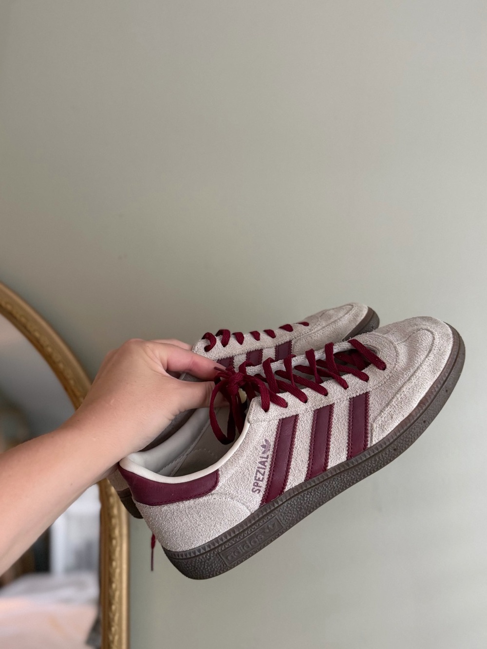 Adidas Spezial Suede Sneakers in Off-White and Burgundy